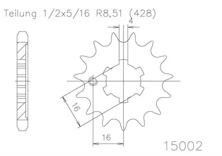 Передняя звезда 14 зуб. Esjot 50-15002-14 аналог JTF259.14