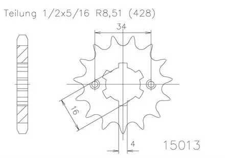 Передняя звезда 16 зуб. Esjot 50-15013-16 аналог JTF1263.16
