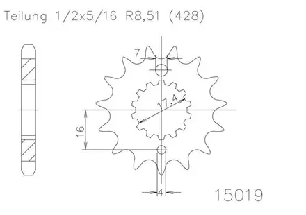 Передняя звезда 14 зуб. Esjot 50-15019-14 аналог JTF558.14