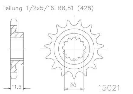 Передняя звезда 15 зуб. Esjot 50-15021-15 аналог JTF409.15