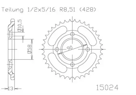 Задняя звезда 50 зуб. Esjot 50-15024-50 аналог JTR271.50