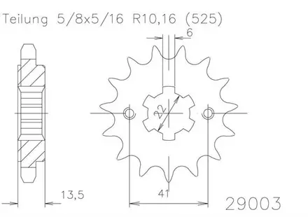 Задняя звезда 16 зуб. Esjot 50-29003-16 аналог JTF293.16