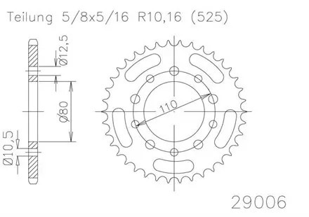 Задняя звезда 36 зуб. Esjot 50-29006-36 аналог JTR1332.36