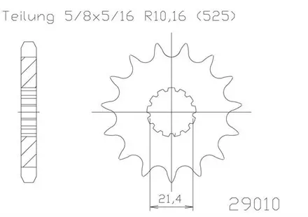 Передняя звезда 16 зуб. Esjot 50-29010-16 аналог JTF520.16