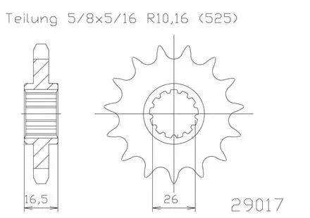 Передняя звезда 15 зуб. Esjot 50-29017-15 аналог JTF1370.15