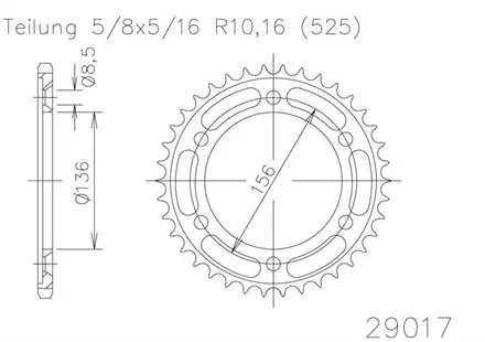 Задняя звезда 43 зуб. Esjot 50-29017-43 аналог JTR1791.43