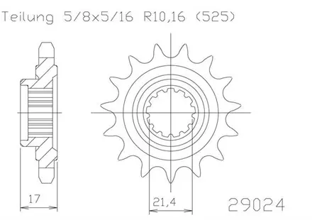 Передняя звезда 14 зуб. Esjot50-29024-14 аналог JTF1535.14