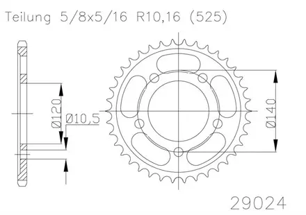 Задняя звезда 44 зуб. Esjot 50-29024-44 аналог JTR1792.44