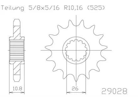 Передняя звезда 16 зуб. Esjot 50-29028-16 аналог JTF1591.16