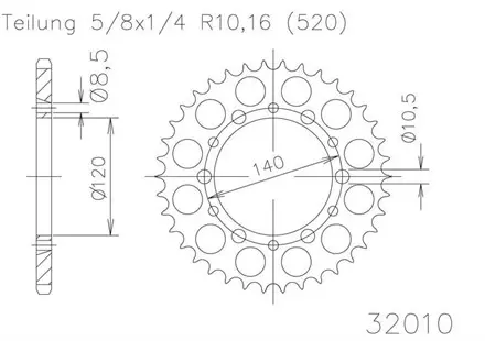 Задняя звезда 44 зуб. Esjot 50-32010-44 аналог JTR1490.44