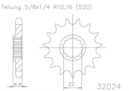 Передняя звезда 16 зуб. Esjot 50-32024-16 аналог JTF1901.16