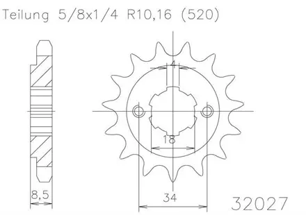 Передняя звезда 14 зуб. Esjot 50-32027-14 аналог JTF270.14
