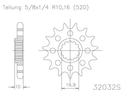 Передняя звезда 12 зуб. Esjot 50-32032-12 аналог JTF432.12
