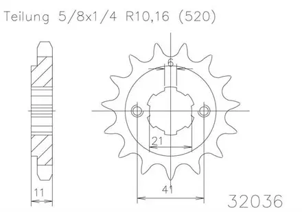 Передняя звезда 14 зуб. Esjot 50-32036-14 аналог JTF283.14