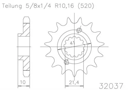 Передняя звезда 14 зуб. Esjot 50-32037-14 аналог JTF308.14