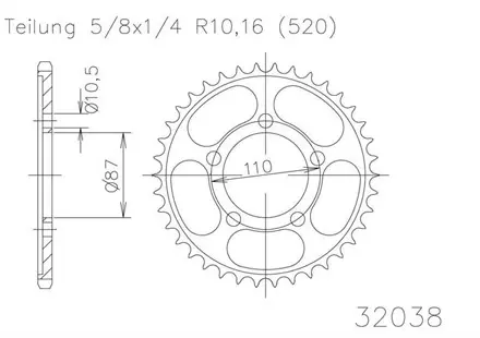 Задняя звезда 38 зуб. Esjot 50-32038-38 аналог JTR823.38