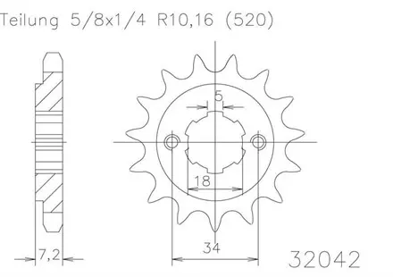 Передняя звезда 14 зуб. Esjot 50-32042-14 аналог JTF327.14