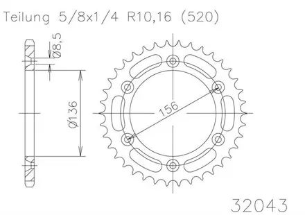 Задняя звезда 44 зуб. Esjot 50-32043-44 аналог JTR822.44