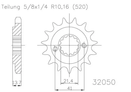 Передняя звезда 14 зуб. Esjot 50-32050-14 аналог JTF1307.14