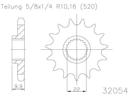 Передняя звезда 15 зуб. Esjot 50-32054-15 аналог JTF402.15