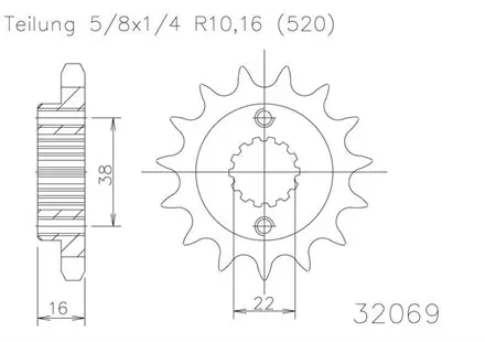 Передняя звезда 14 зуб. Esjot 50-32069-14 аналог JTF736.14