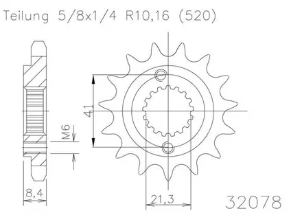 Передняя звезда 13 зуб. Esjot 50-32078-13 аналог JTF1322.13