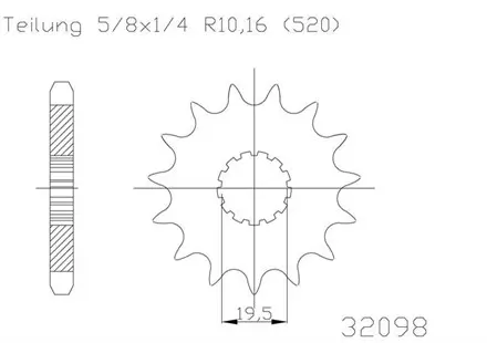 Передняя звезда 13 зуб. Esjot 50-32098-13 аналог JTF1439.13