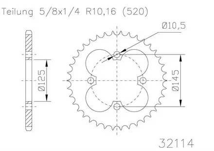Задняя звезда 37 зуб. Esjot 50-32114-37 аналог JTR1857.37