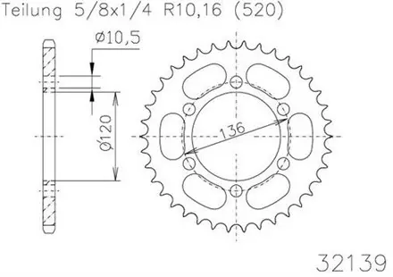 Задняя звезда 36 зуб. Esjot 50-32139-36 аналог JTR1220.36