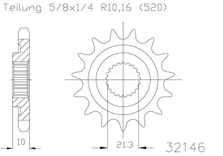Передняя звезда 14 зуб. Esjot 50-32146-14S аналог JTF1441SC.14