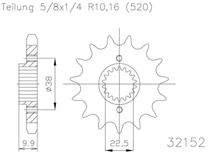Передняя звезда 14 зуб. Esjot 50-32152-14S аналог JTF403.14