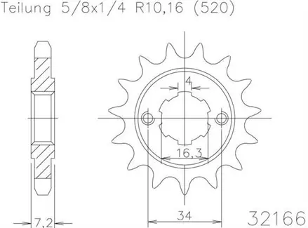 Передняя звезда 14 зуб. Esjot 50-32166-14 аналогJTF1903.14