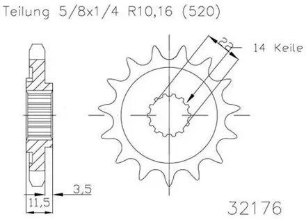 Передняя звезда 13 зуб. Esjot 50-32176-13