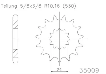 Передняя звезда 17 зуб. Esjot 50-35009-17S аналог JTF517.17