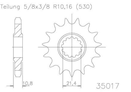 Передняя звезда 15 зуб. Esjot 50-35017-15 аналог JTF580.15