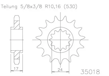 Передняя звезда 14 зуб. Esjot 50-35018-14 аналог JTF295.14