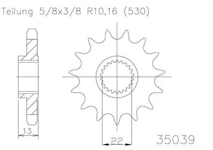Передняя звезда 16 зуб. Esjot 50-35039-16 аналог JTF3411.16