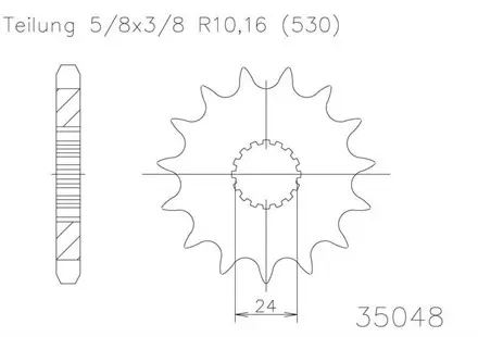 Передняя звезда 16 зуб. Esjot 50-35048-16 аналог JTF423.16