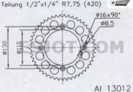 Задняя звезда 50 зуб. Esjot 51-13012-50 аналог JTA215.50