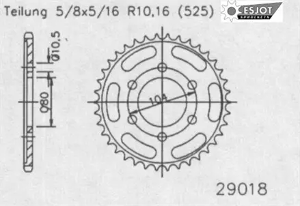 Задняя звезда 40 зуб. Esjot 51-29018-40 аналог JTA1489.40