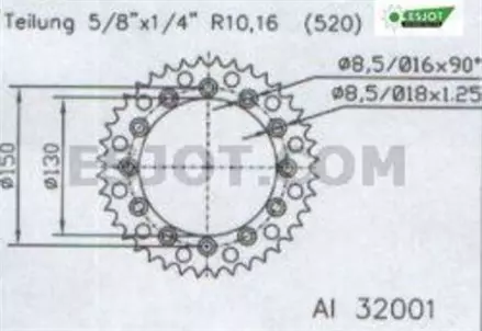 Задняя звезда 50 зуб. Esjot 53-32001-50 аналог JTR245/2.50