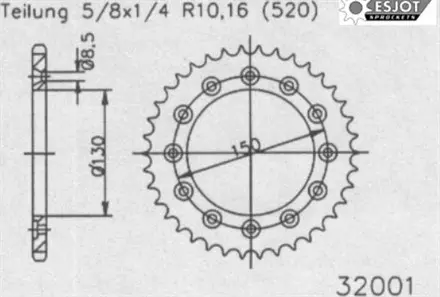 Задняя звезда 51 зуб. Esjot 53-32001-51WB аналог JTR245/2.51