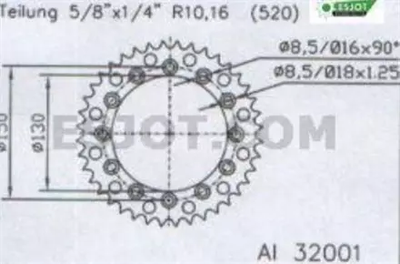 Задняя звезда 52 зуб. Esjot 53-32001-52WB аналог JTR245/2.52