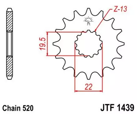 Звезда передняя JT JTF1439.12 для мотоциклов