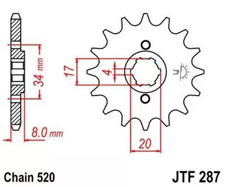 Звезда передняя JT JTF287.13 для мотоциклов
