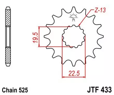 Звезда передняя JT JTF433.14 для мотоциклов