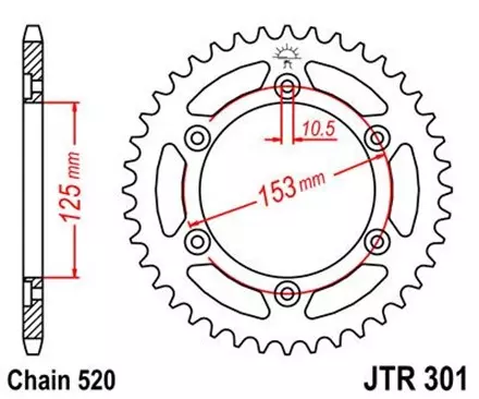 Звезда задняя JT JTR301.45 для мотоциклов