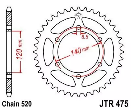 Звезда задняя JT JTR475.44 для мотоциклов