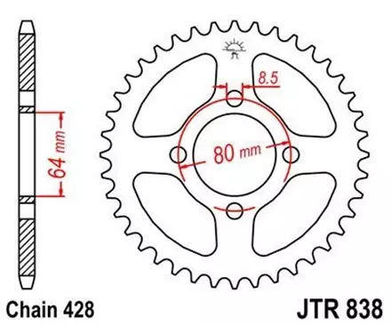 Звезда задняя JT JTR838.45 для мотоциклов