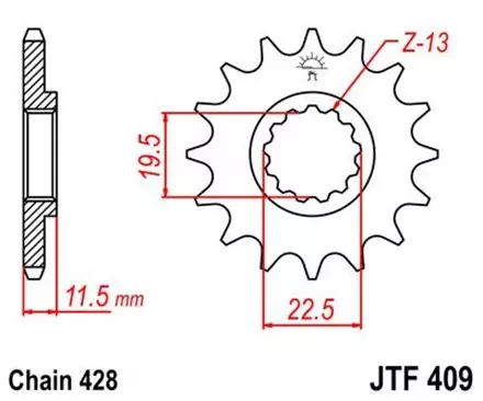 Звезда передняя JT JTF409.14 для мотоциклов